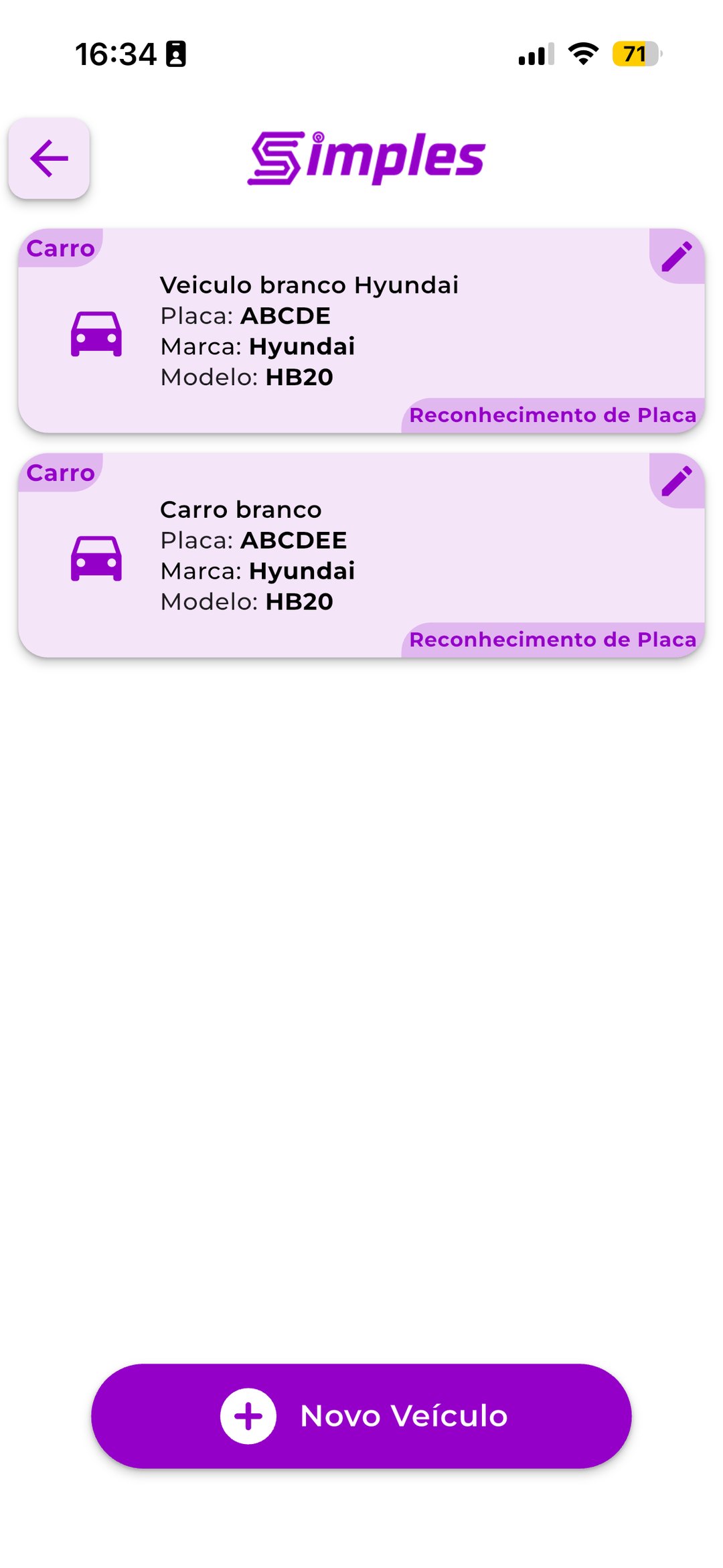 Gestão da unidade e veículos no App Simples